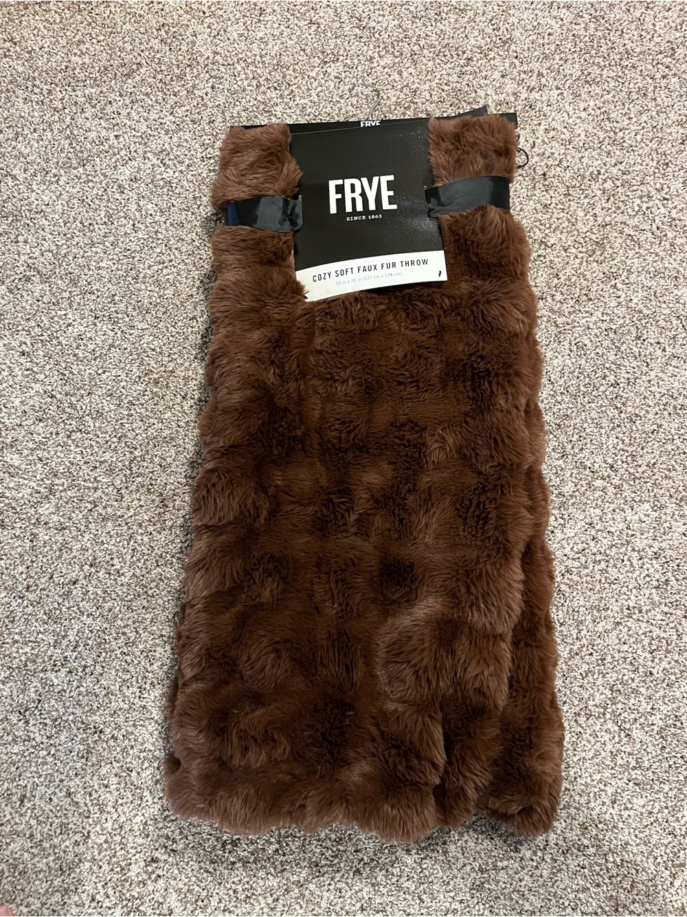 Frye Brown Cozy Soft Faux Fur Throw